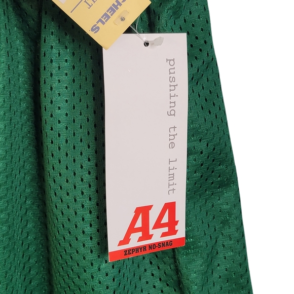A4 Zephyr No-Snag A4 Technical Fabric Vintage Y2K Green Mesh Activewear Shorts L - Picture 6 of 12
